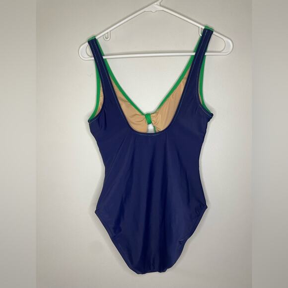 J. Crew Factory One-Piece Cutout Swim Suit With Bow in Blue and Green Size S - Picture 7 of 7